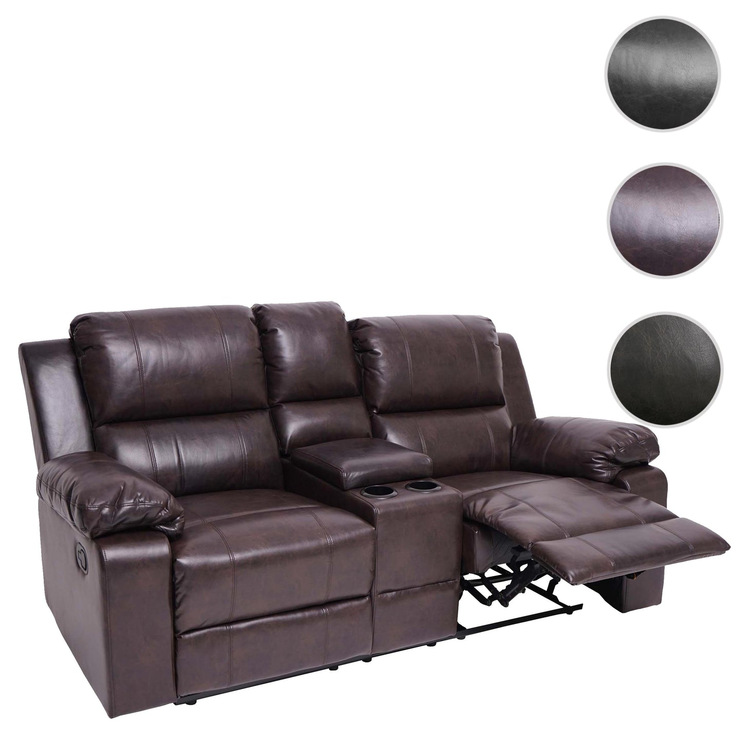 Cosmo Casa - 2-zits bioscoopstoel - Bekerhouder - Kunstleer - Bruin