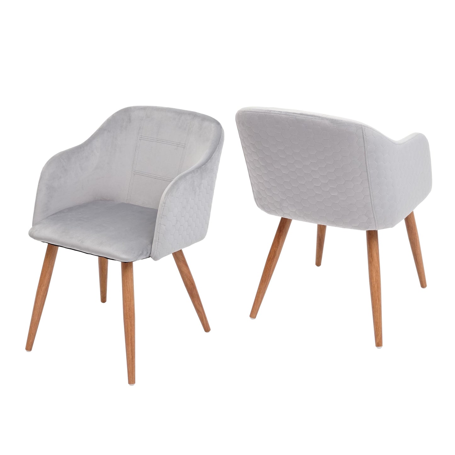 Cosmo Casa - Set van 2 Eetkamerstoelen - Retro - Textiel - Lichtgrijs fluweel