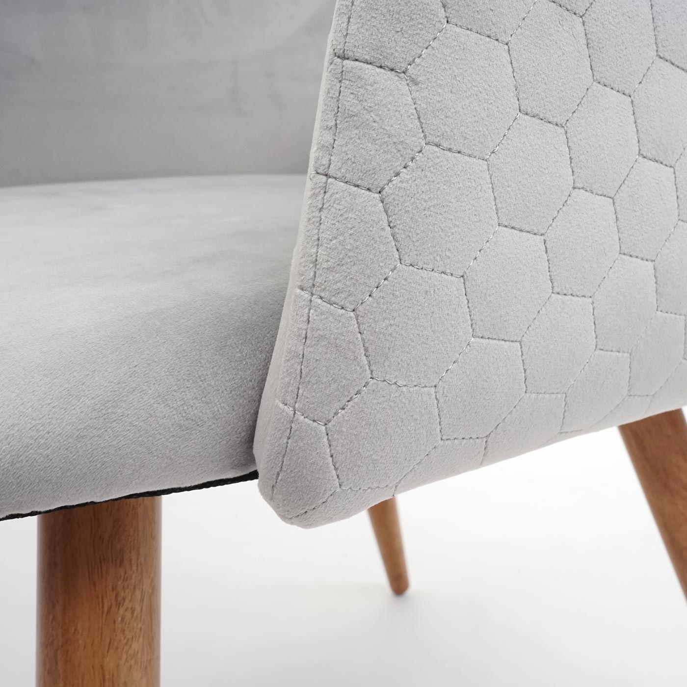 Cosmo Casa - Set van 2 Eetkamerstoelen - Retro - Textiel - Lichtgrijs fluweel