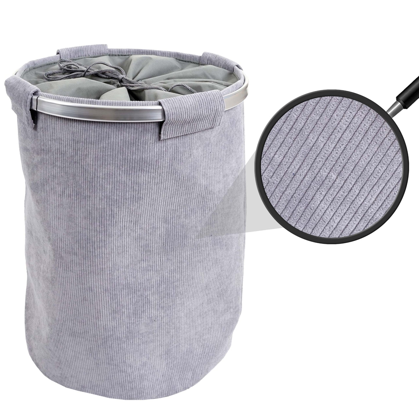 Cosmo Casa - Wasmand - Wasbox waszak - Wascontainer met net - 55x39cm - 65l - Corduroy grijs