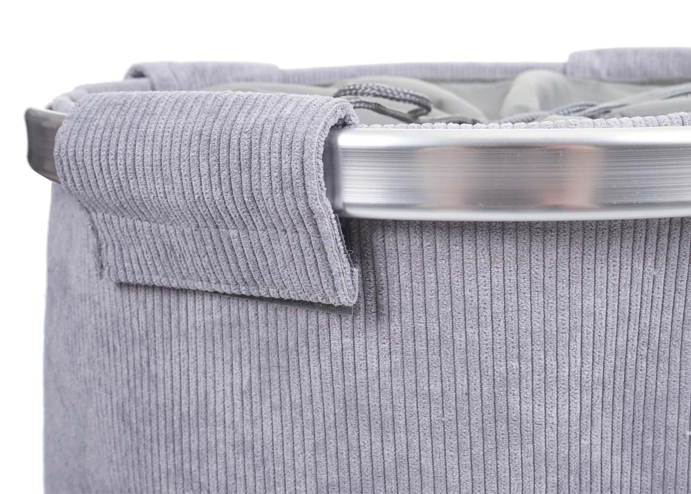 Cosmo Casa - Wasmand - Wasbox waszak - Wascontainer met net - 55x39cm - 65l - Corduroy grijs