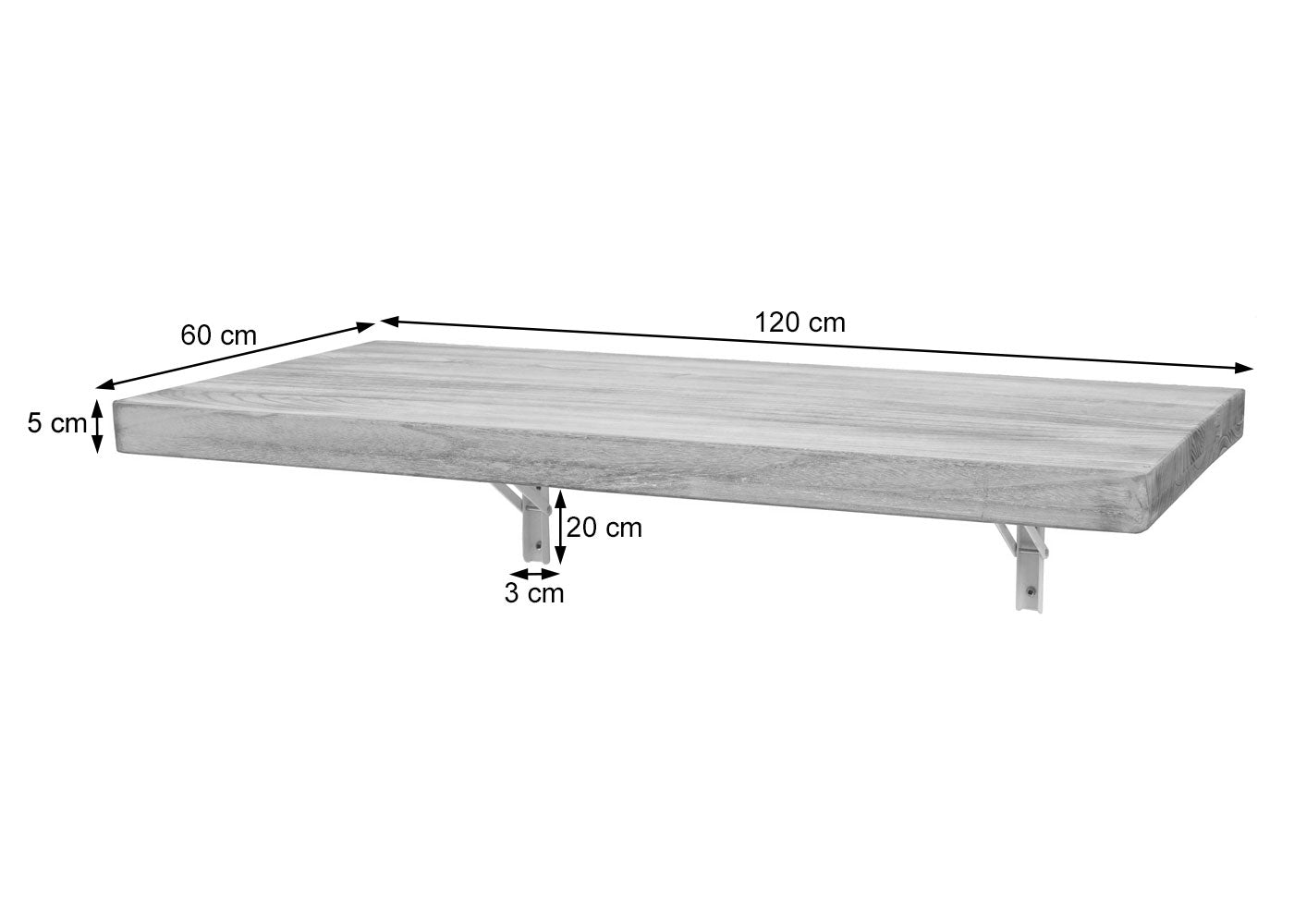 Cosmo Casa - Wandtafel - Opklapbaar Ontwerp - Massief Hout - Natuurkleur - 120x60 cm