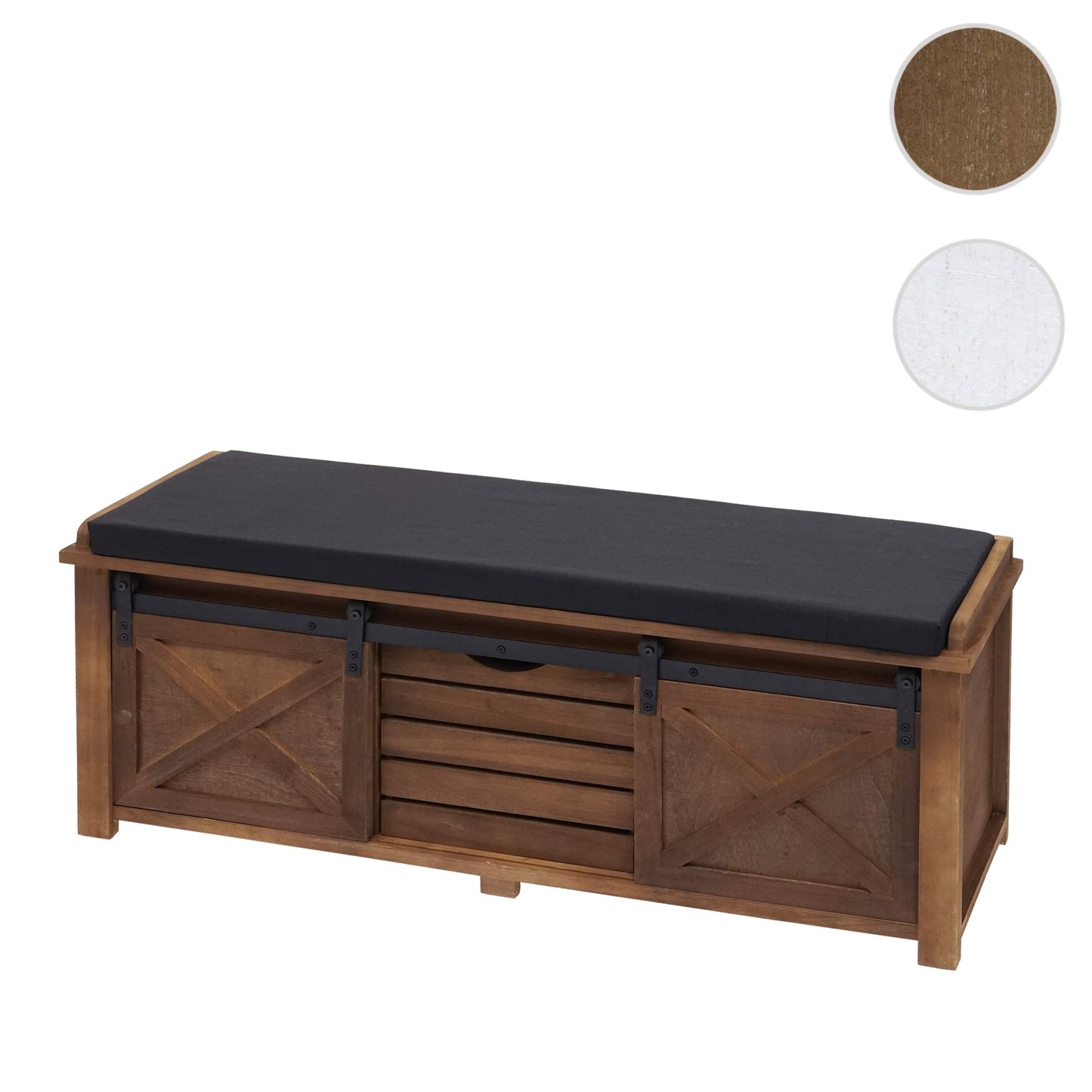 Cosmo Casa - Bank met opbergruimte - Met lades - Hout en stof - Bruin - 102x43x33cm