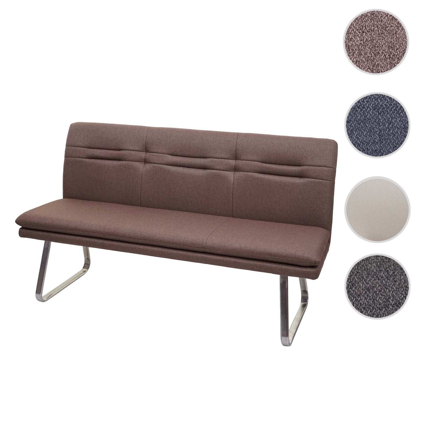 Cosmo Casa - Eetkamerbank - Gestoffeerd - Textiel - Bruin - 160 cm