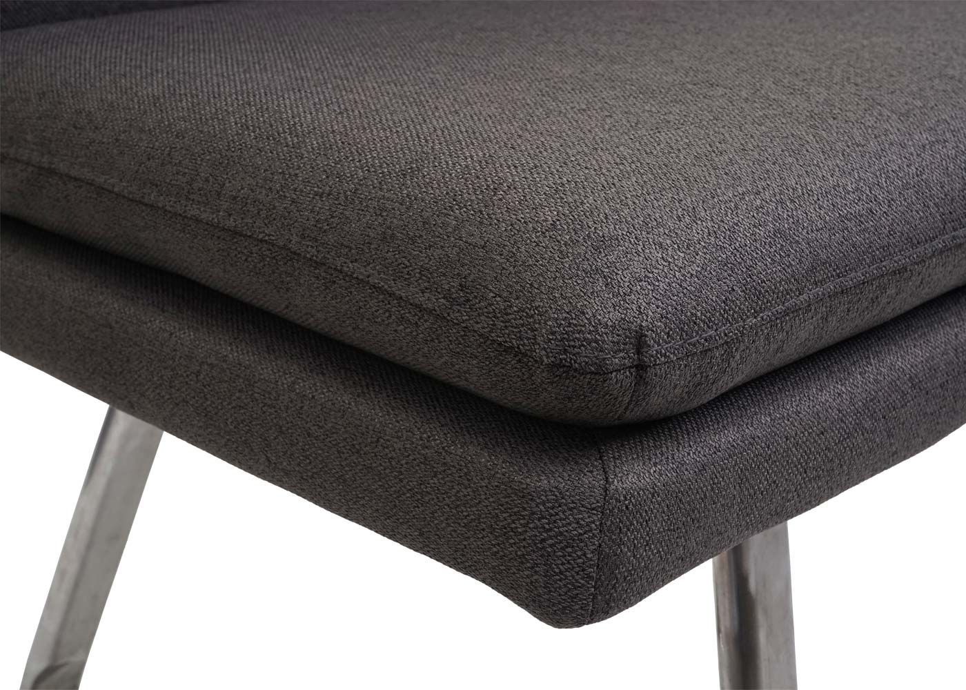 Cosmo Casa - Eetkamerbank - Gestoffeerd - Textiel & Roestvrij staal - Grijsbruin - 160 cm