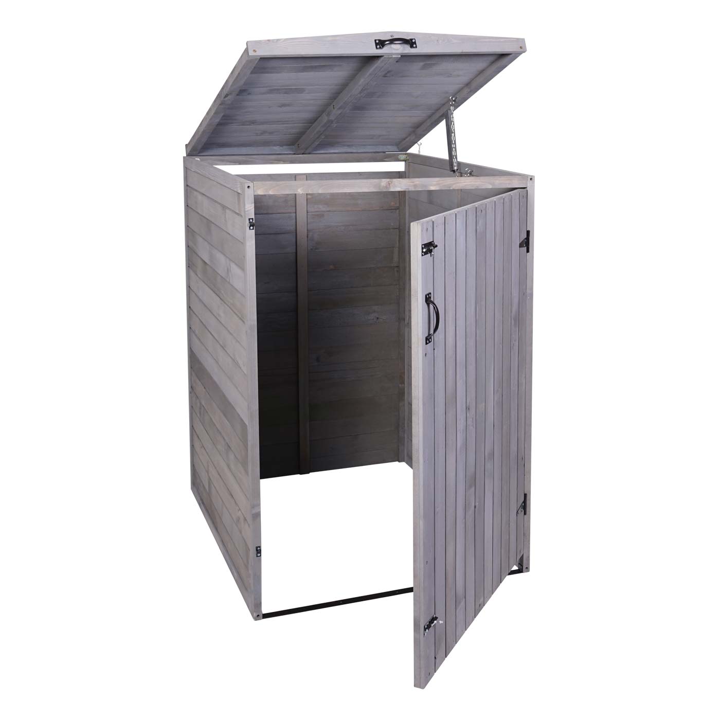 Cosmo Casa - Afvalbakdeksel XL - Voor 1-2 bakken - MVG hout - Antracietgrijs - 126x80x98cm