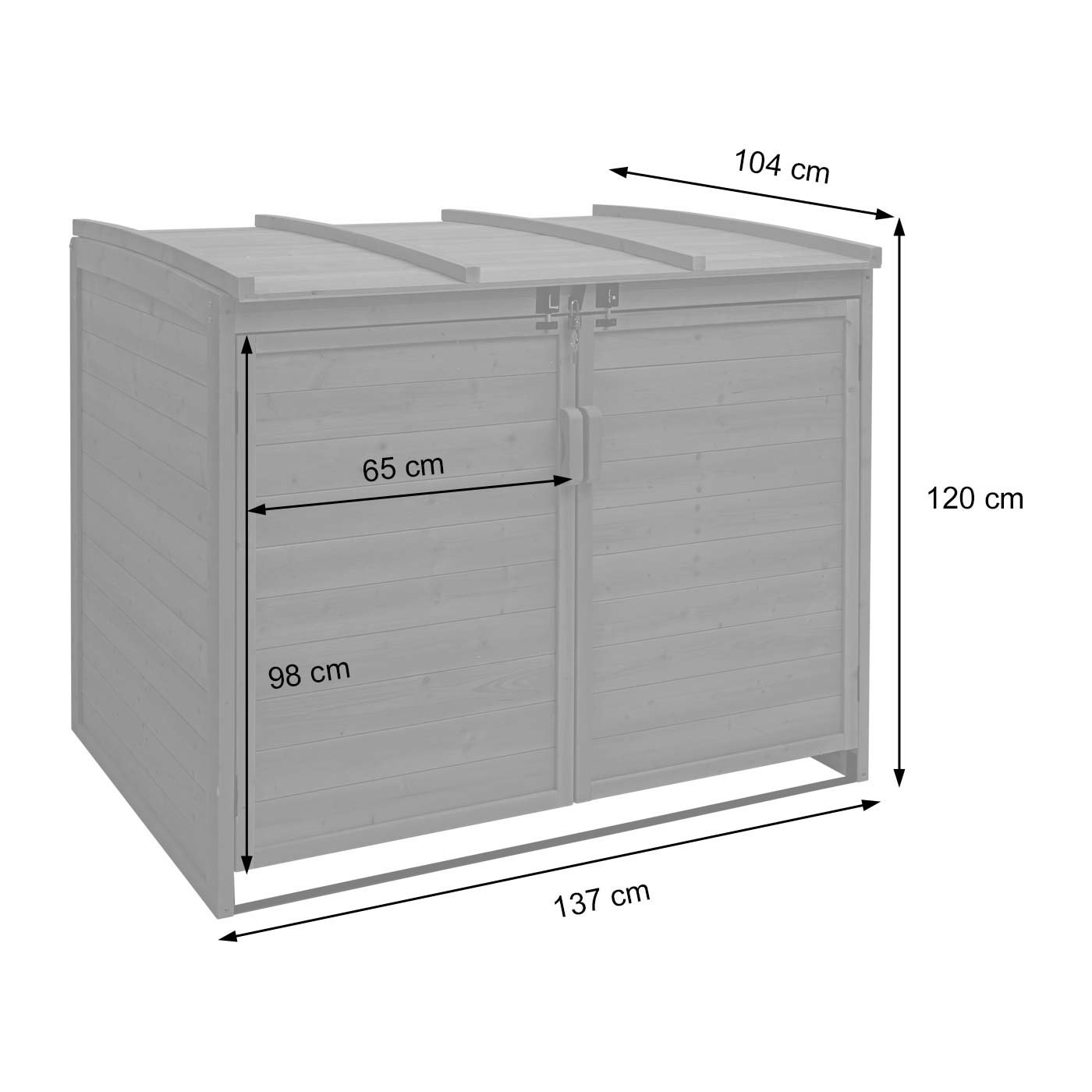 Cosmo Casa - Afvalbakdeksel - Voor 2-/4-bak systeem - Hout - Antraciet - 120x137x104cm