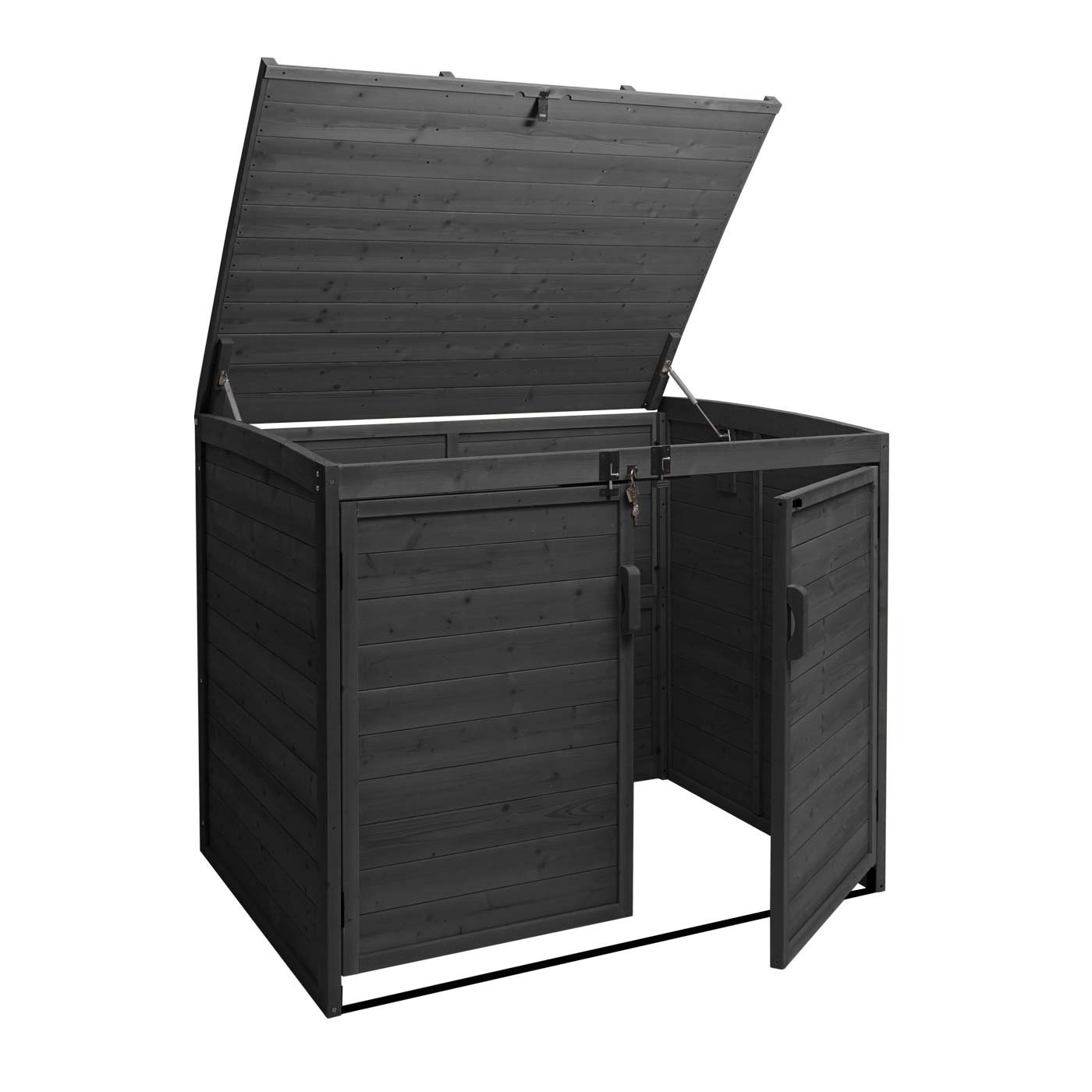 Cosmo Casa - Afvalbakdeksel - Voor 2-/4-bak systeem - Hout - Antraciet - 120x137x104cm