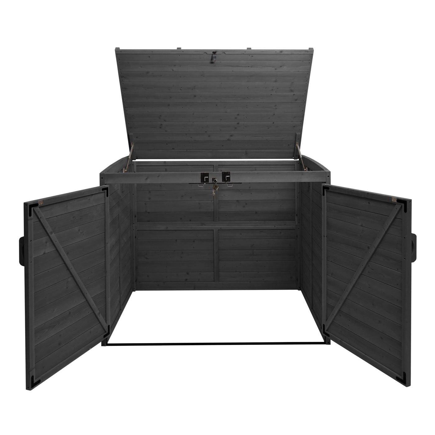 Cosmo Casa - Afvalbakdeksel - Voor 2-/4-bak systeem - Hout - Antraciet - 120x137x104cm