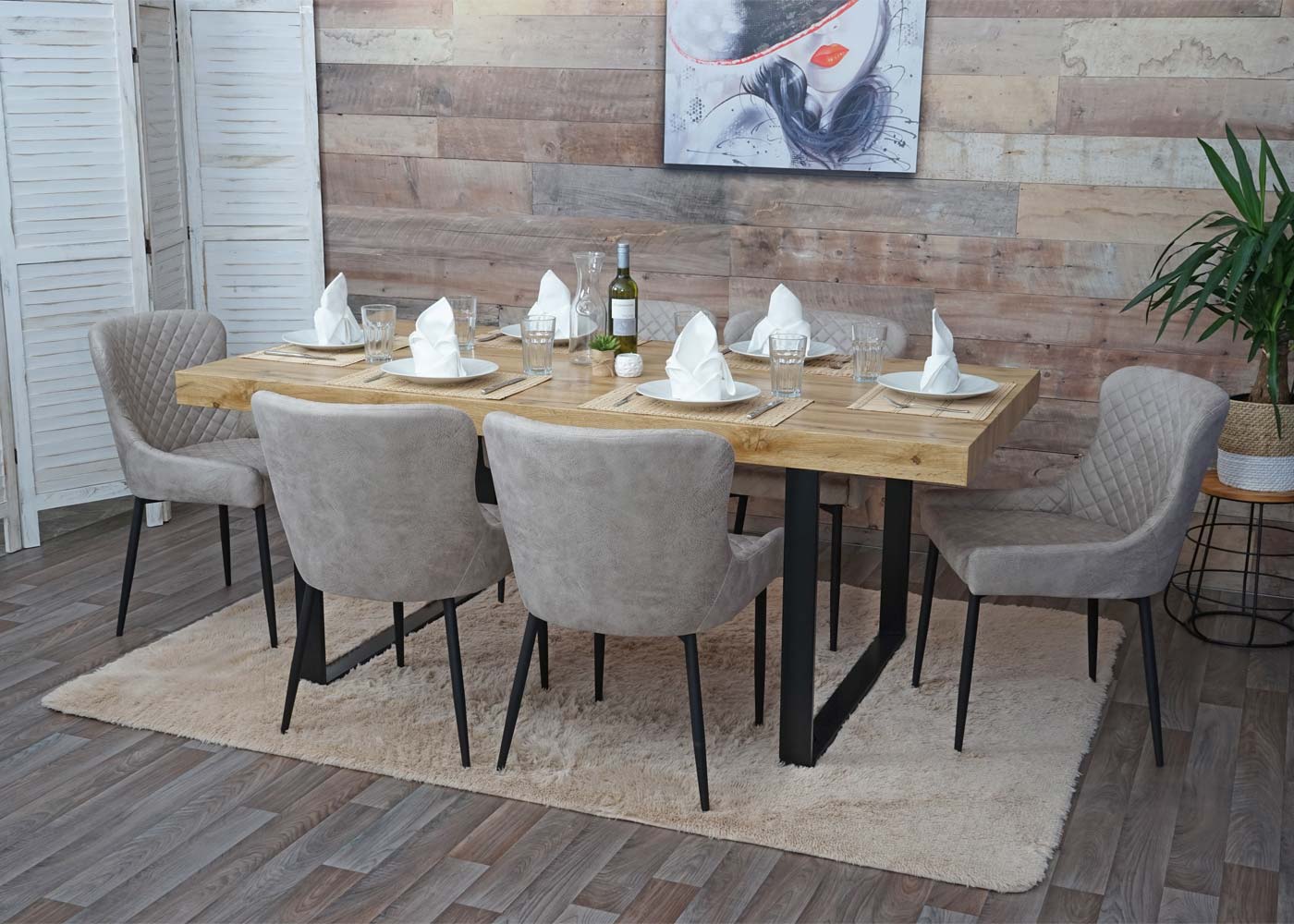 Cosmo Casa - Eetkamerstoelen set van 2 - Vintage stijl - Metaal - Grijs