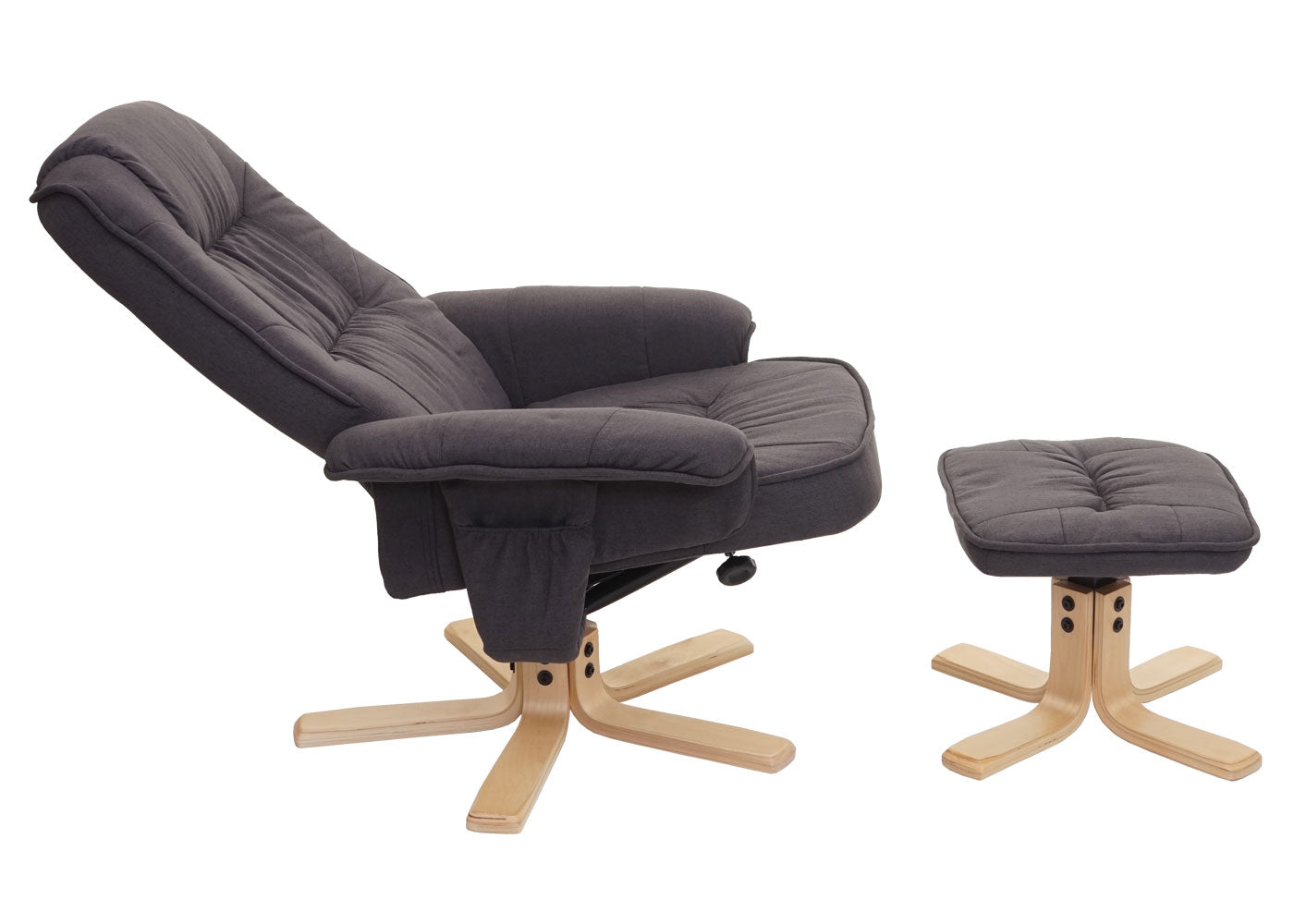 Cosmo Casa - Relaxfauteuil - TV-Stoel met Voetenbank - Stof - Donkergrijs