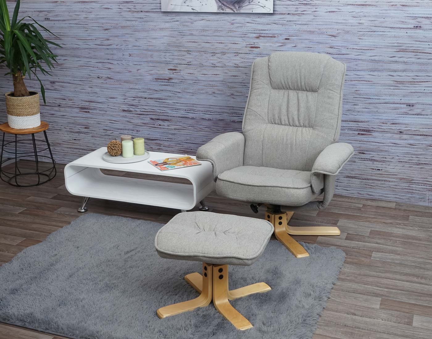 Cosmo Casa - Relaxfauteuil - TV-Stoel met Voetenbank - Stof - Lichtgrijs