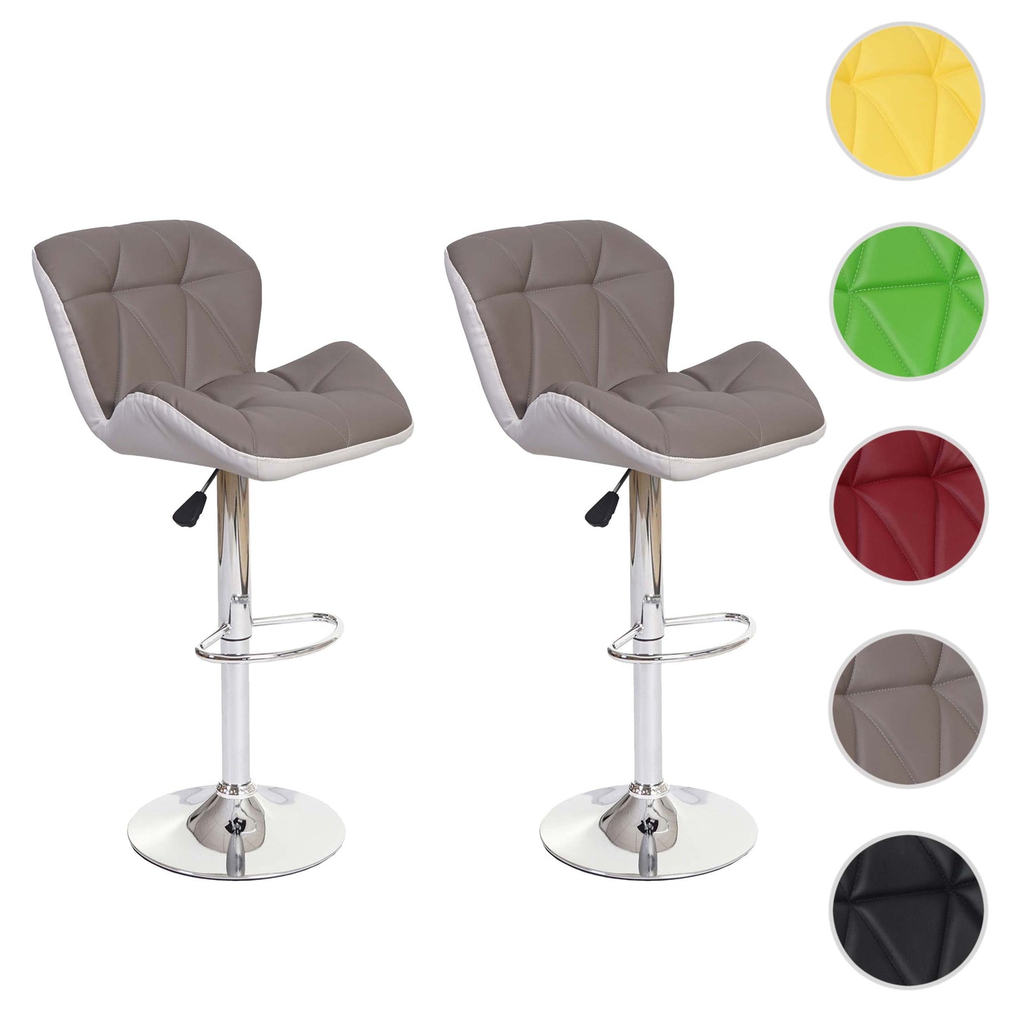 Cosmo Casa - Barkrukken set van 2 - In hoogte verstelbaar - Kunstleer - Taupegrijs