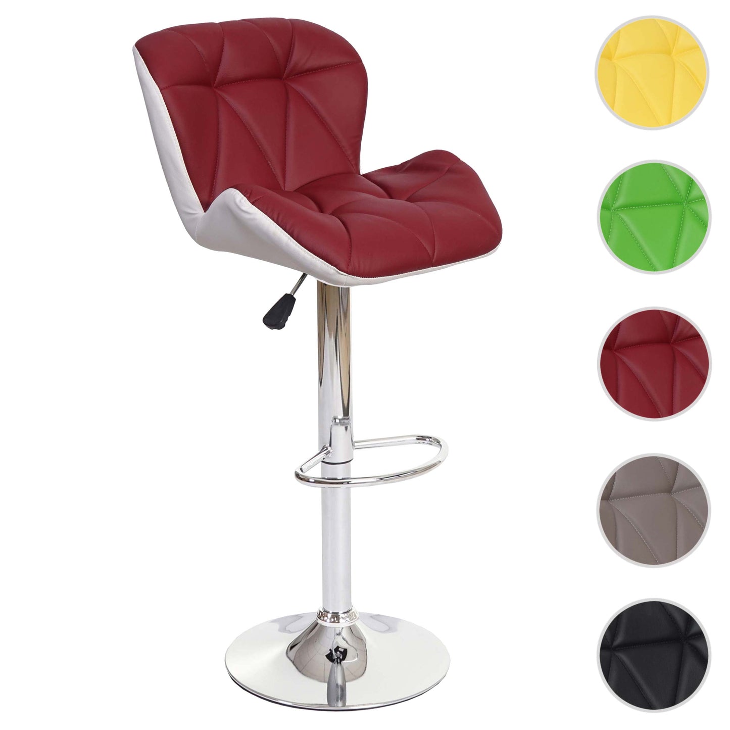 Cosmo Casa - Barkruk - In hoogte verstelbaar - Kunstleer - Bordeauxrood