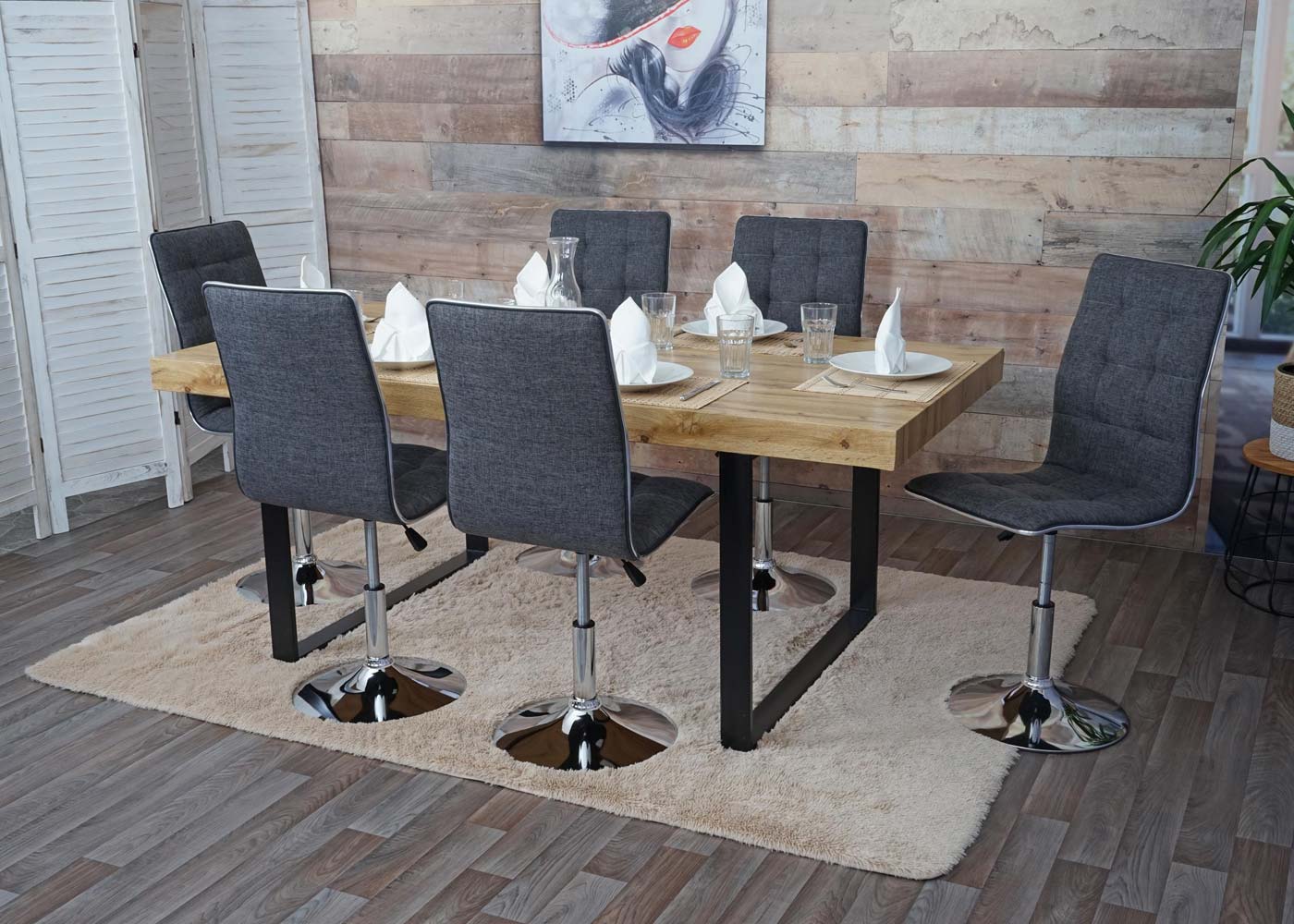 Cosmo Casa - Eetkamerstoel - In Hoogte Verstelbare Keukenstoel - Stof - Grijs