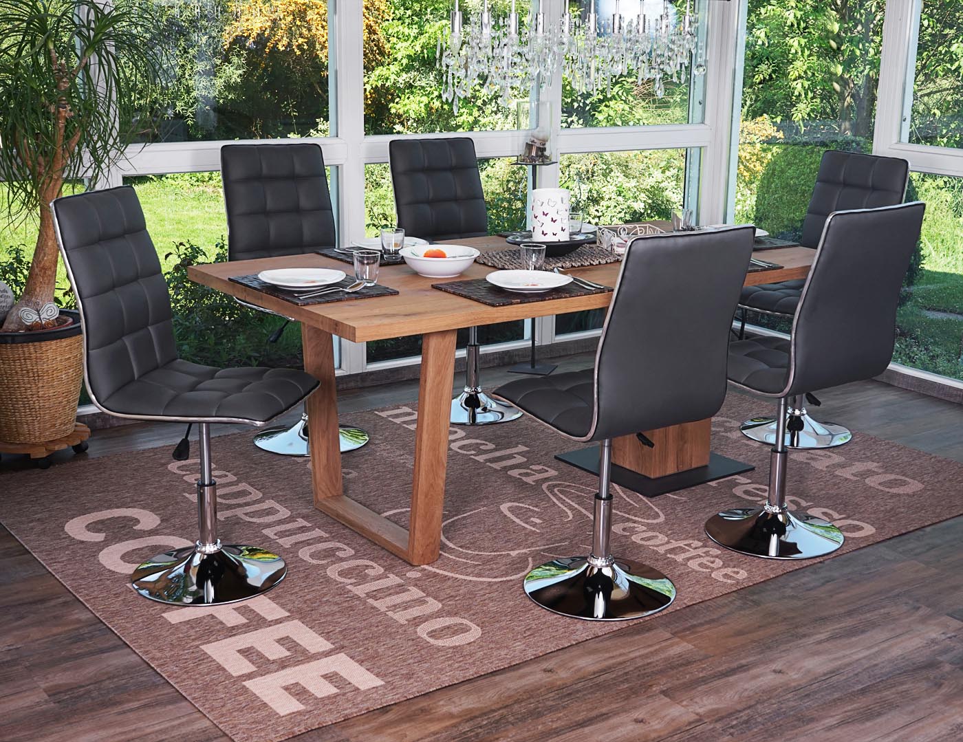 Cosmo Casa - Eetkamerstoel - In Hoogte Verstelbare Keukenstoel - Kunstleer - Grijs