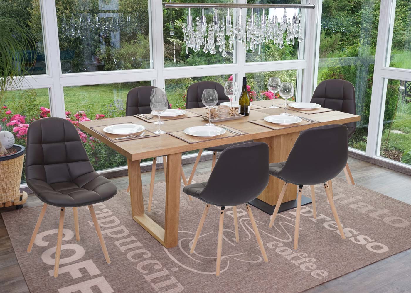 Cosmo Casa - Eetkamerstoel - Retro design - Imitatieleer - Bruin