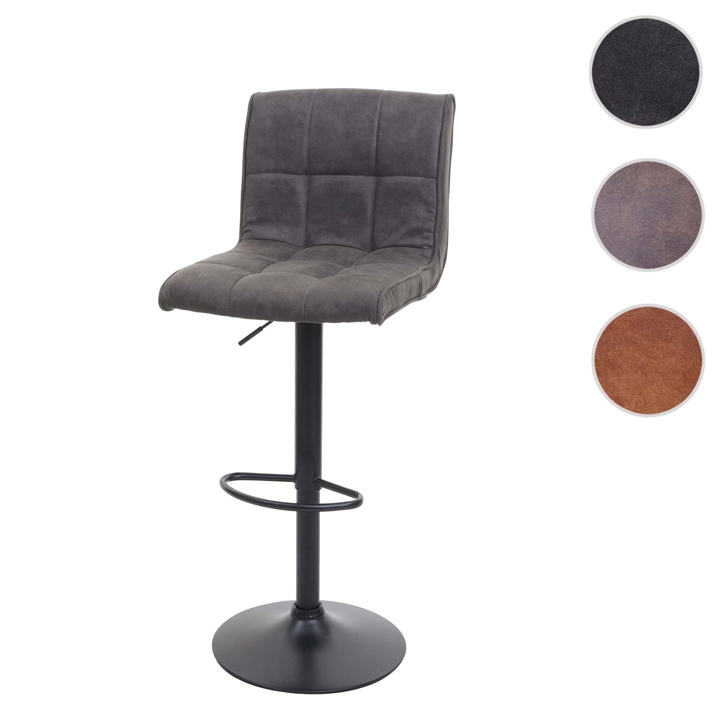 Cosmo Casa - Barkruk - Barkruk - Imitatiesuède - Donkergrijs