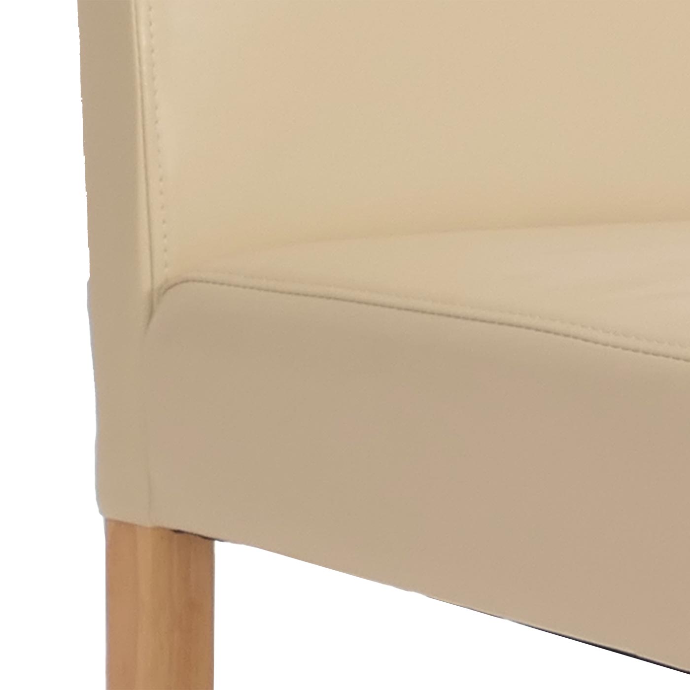 Cosmo Casa - Eetkamerstoel - Keukenstoel Littau - Leer - Crème - Lichte Poten