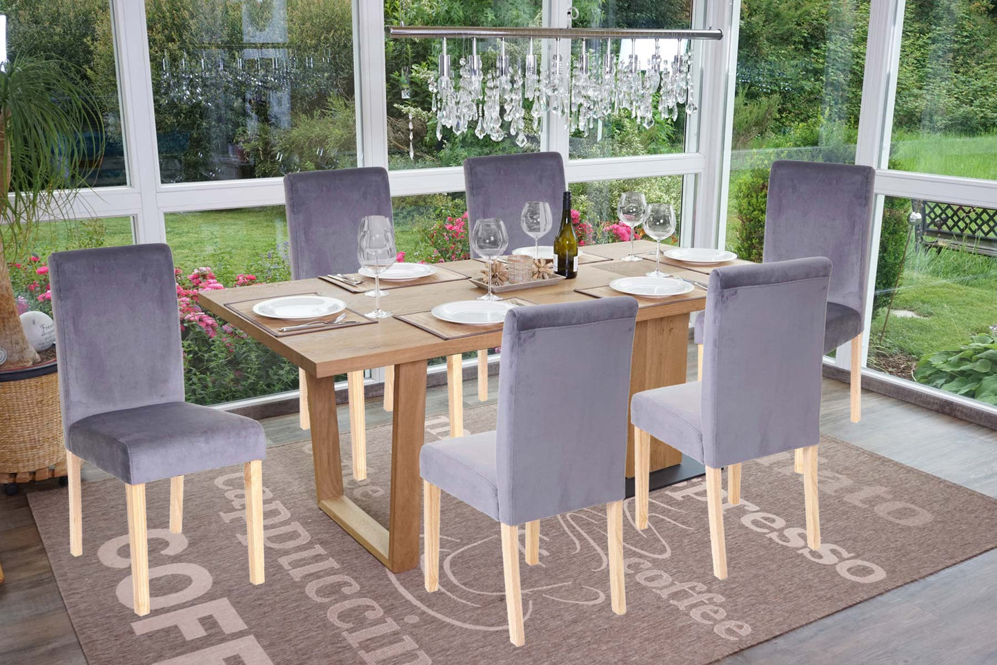 Cosmo Casa Littau eetkamerstoel, keukenstoel, fluweel MVG-gecertificeerd ~ grijs, lichte poten