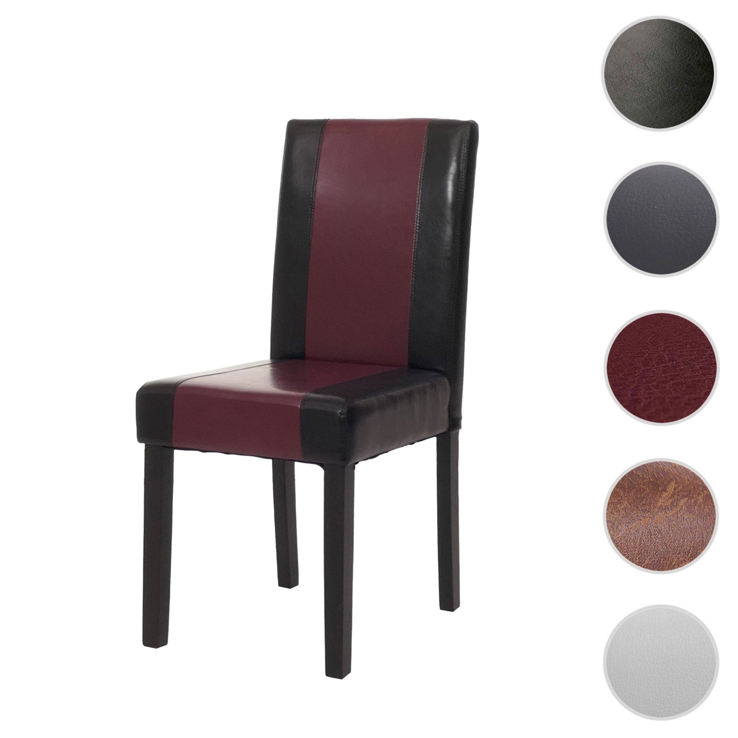 Cosmo Casa Littau eetkamerstoel, keukenstoel, imitatieleer ~ zwart/rood, donkere poten