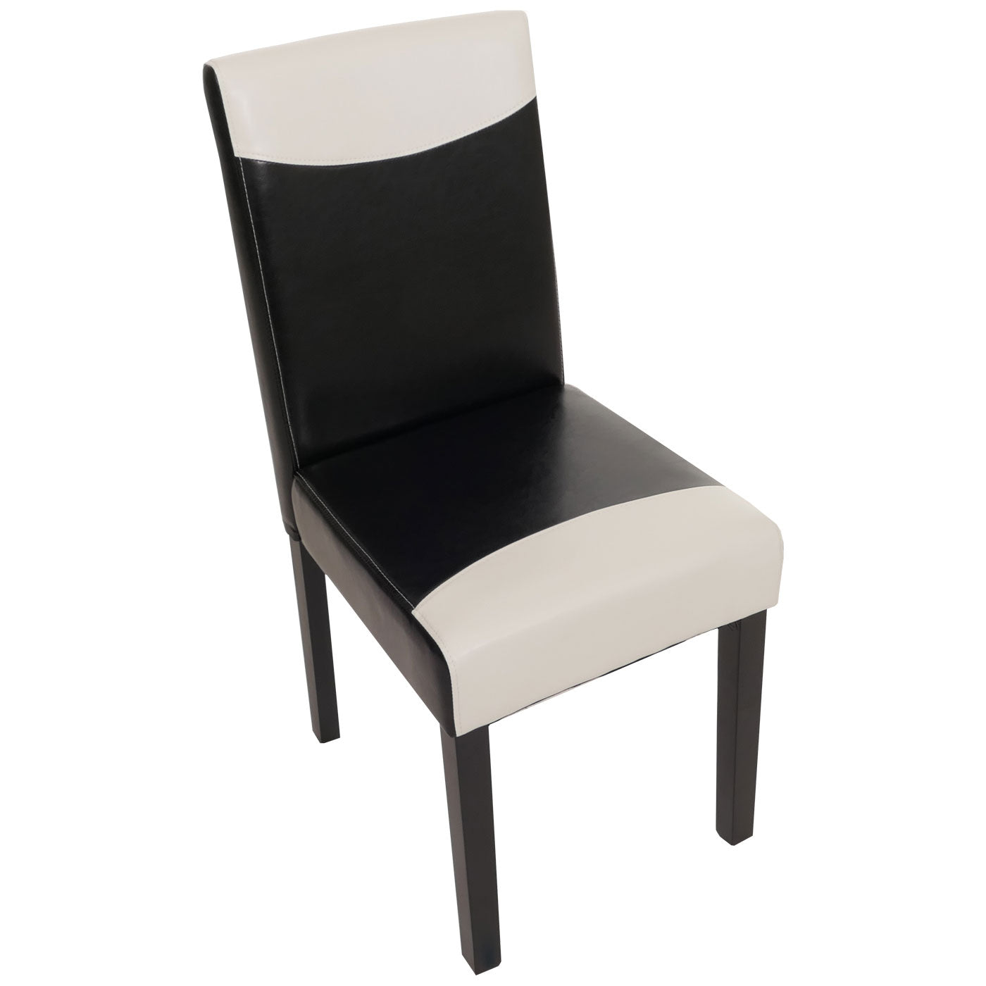 Cosmo Casa Littau eetkamerstoel, keukenstoel, imitatieleer ~ zwart/wit, donkere poten