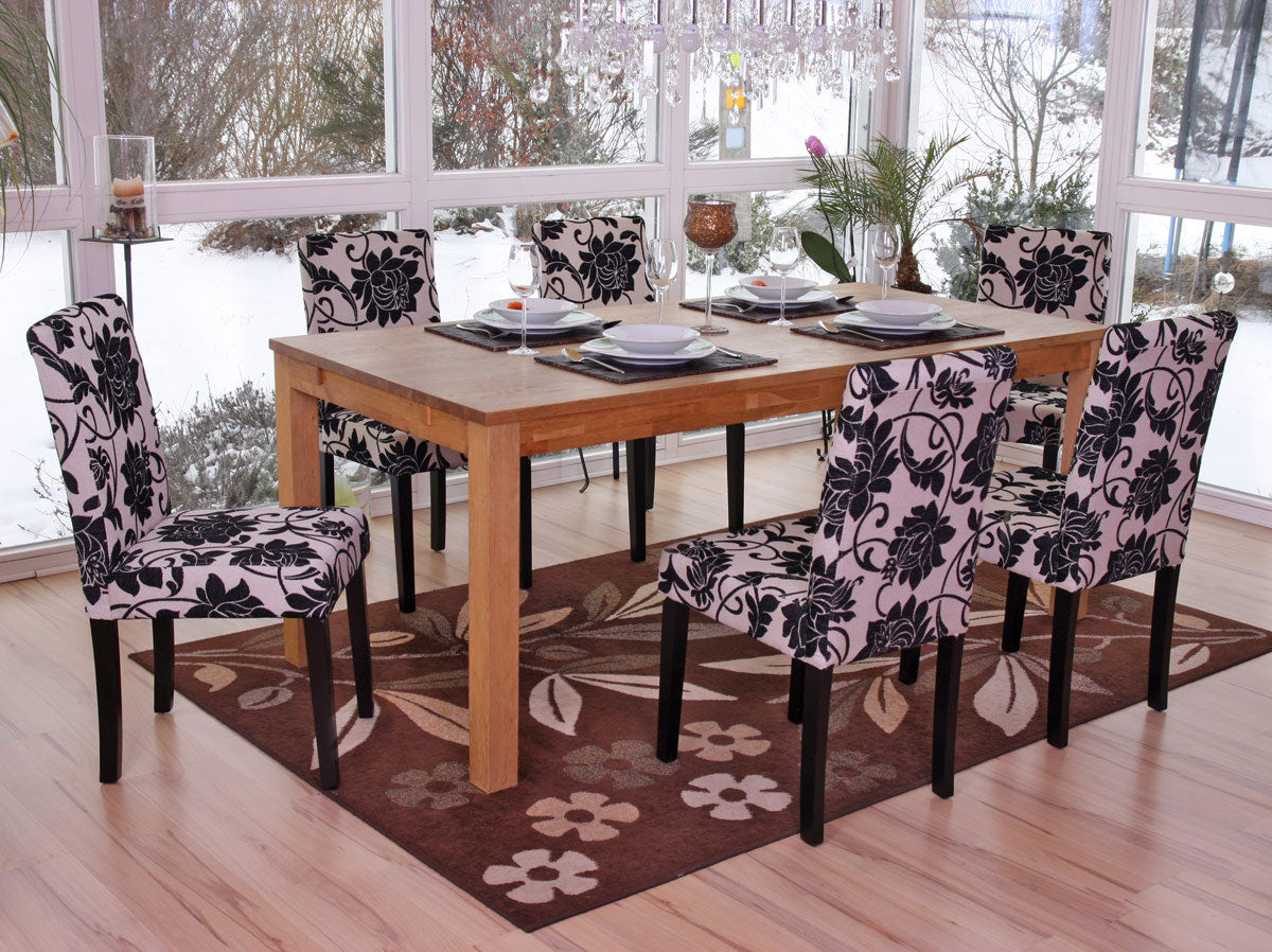 Cosmo Casa - Eetkamerstoel - Keukenstoel Littau - Jacquard Textiel - Zwart - Donkere Poten