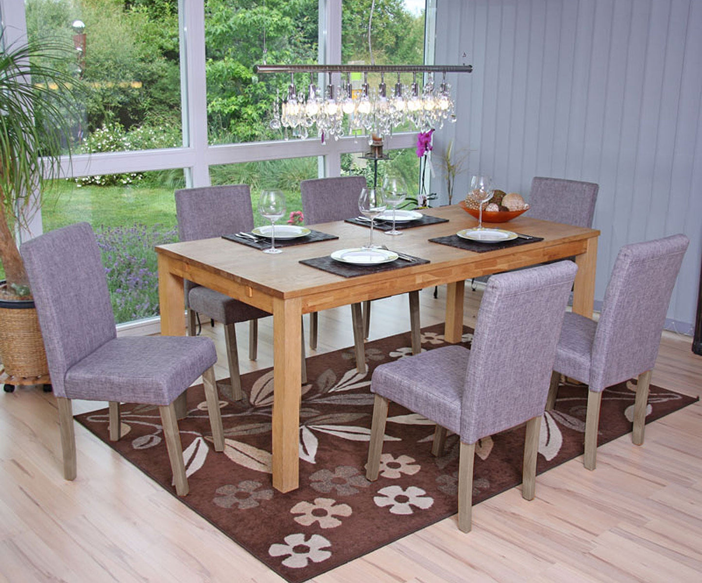 Cosmo Casa - Eetkamerstoel - Keukenstoel Littau - Textiel - Grijs - Donkere Poten