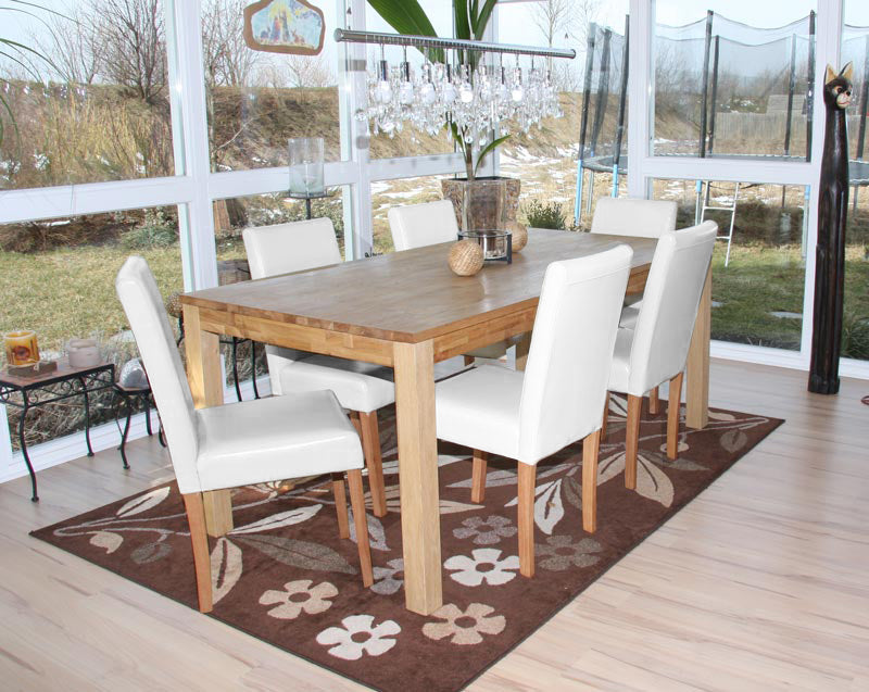 Cosmo Casa Littau eetkamerstoel, keukenstoel, leer ~ wit, lichte poten