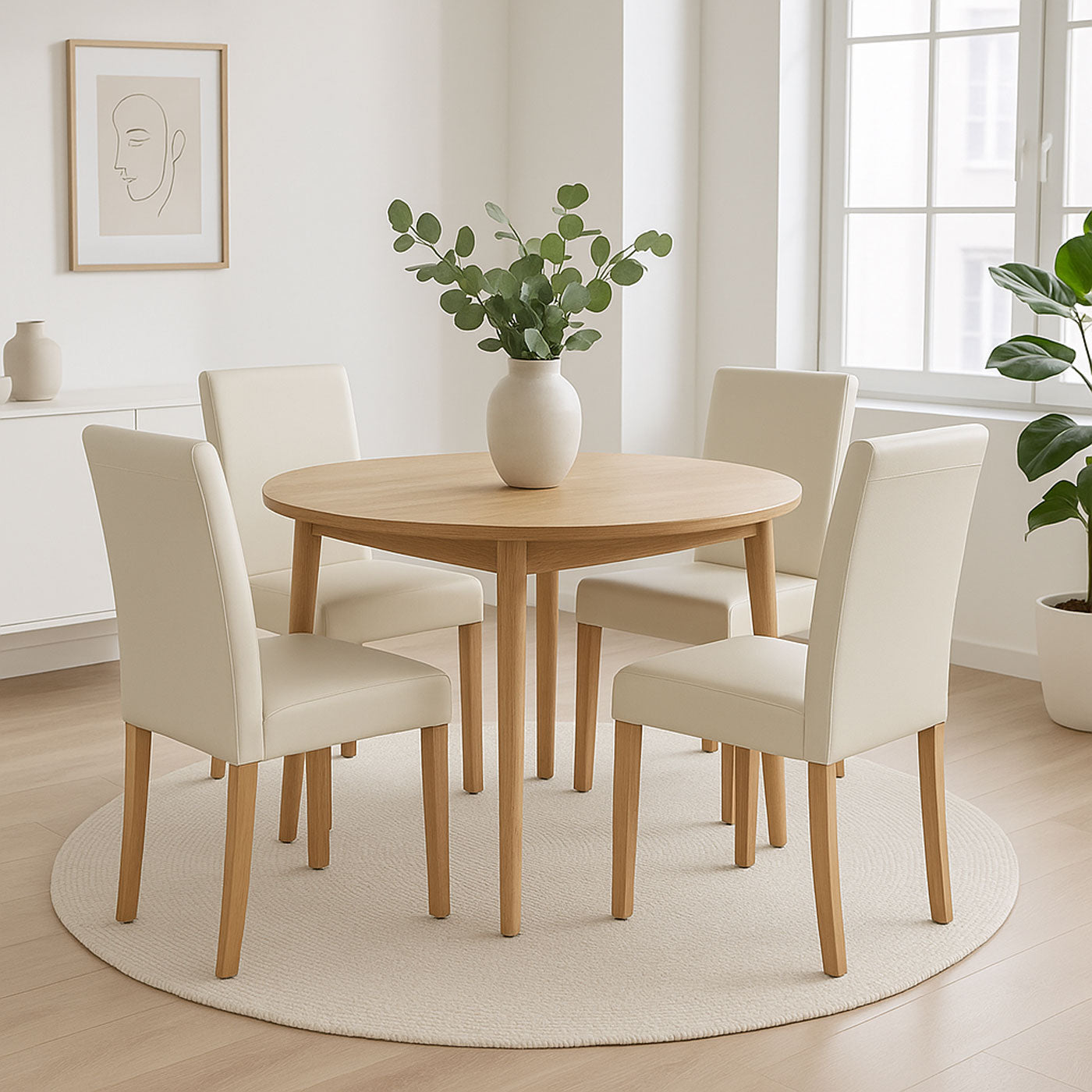 Cosmo Casa Littau eetkamerstoel, keukenstoel, imitatieleer ~ wit, lichte poten