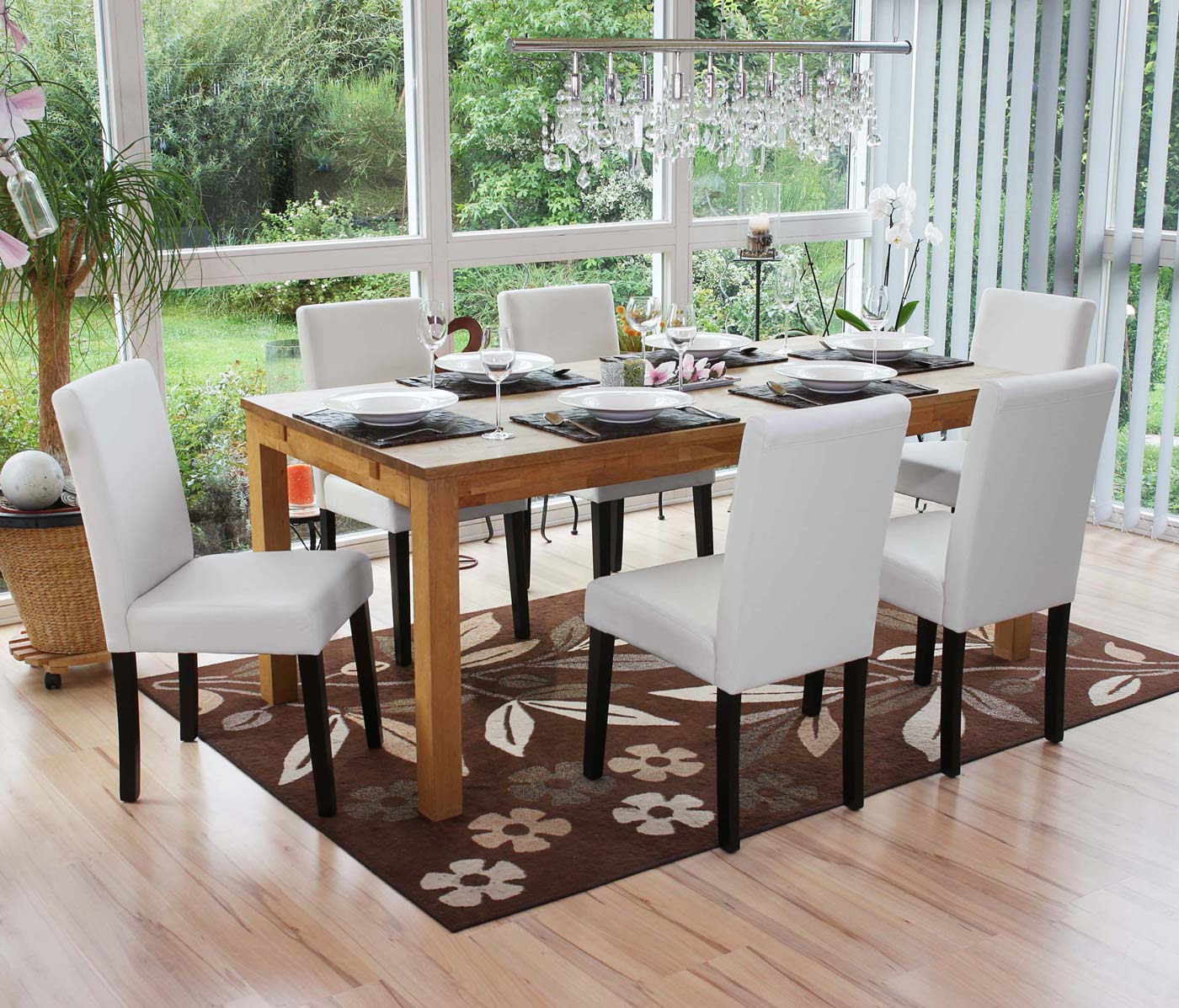 Cosmo Casa Littau eetkamerstoel, keukenstoel, imitatieleer ~ mat wit, donkere poten