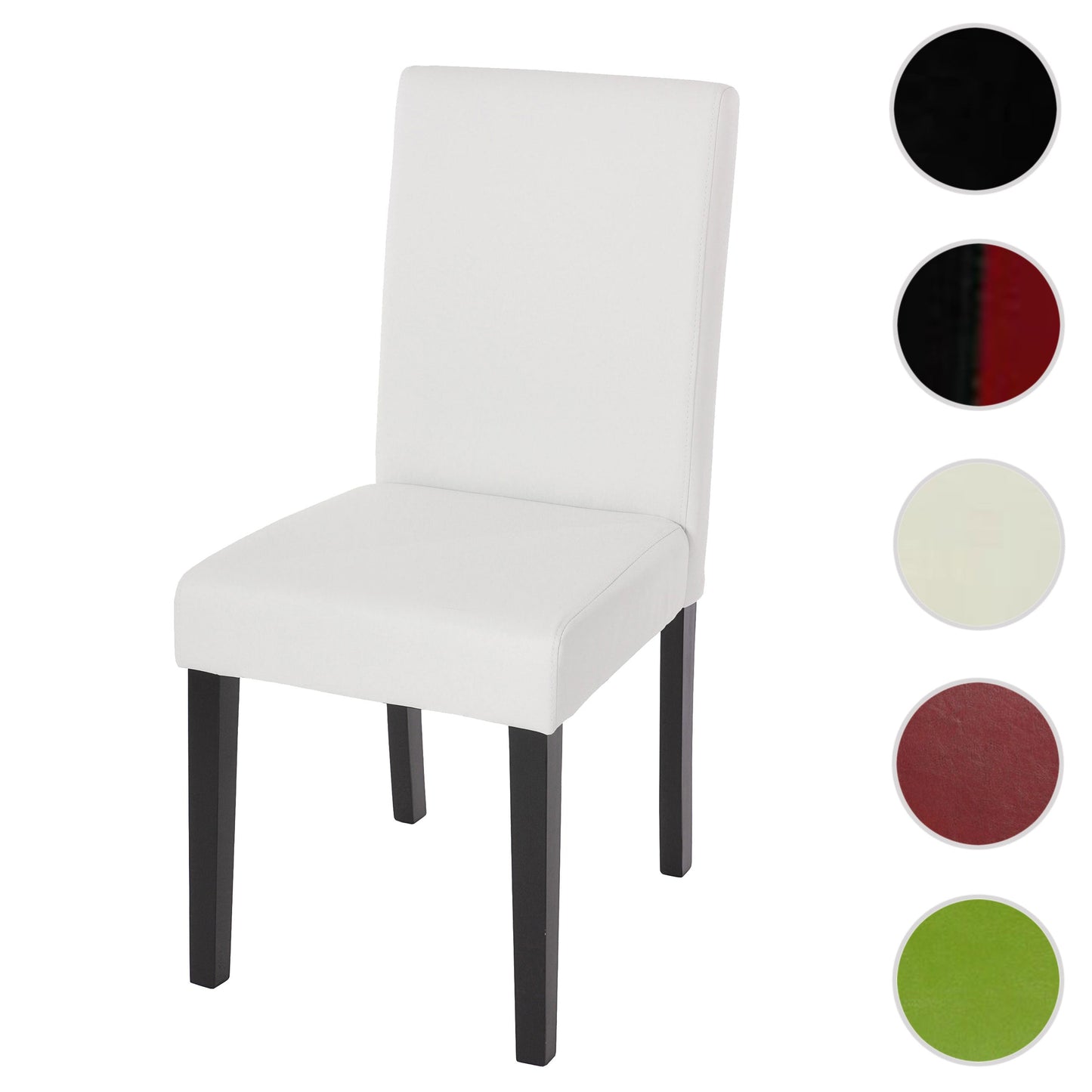 Cosmo Casa Littau eetkamerstoel, keukenstoel, imitatieleer ~ mat wit, donkere poten