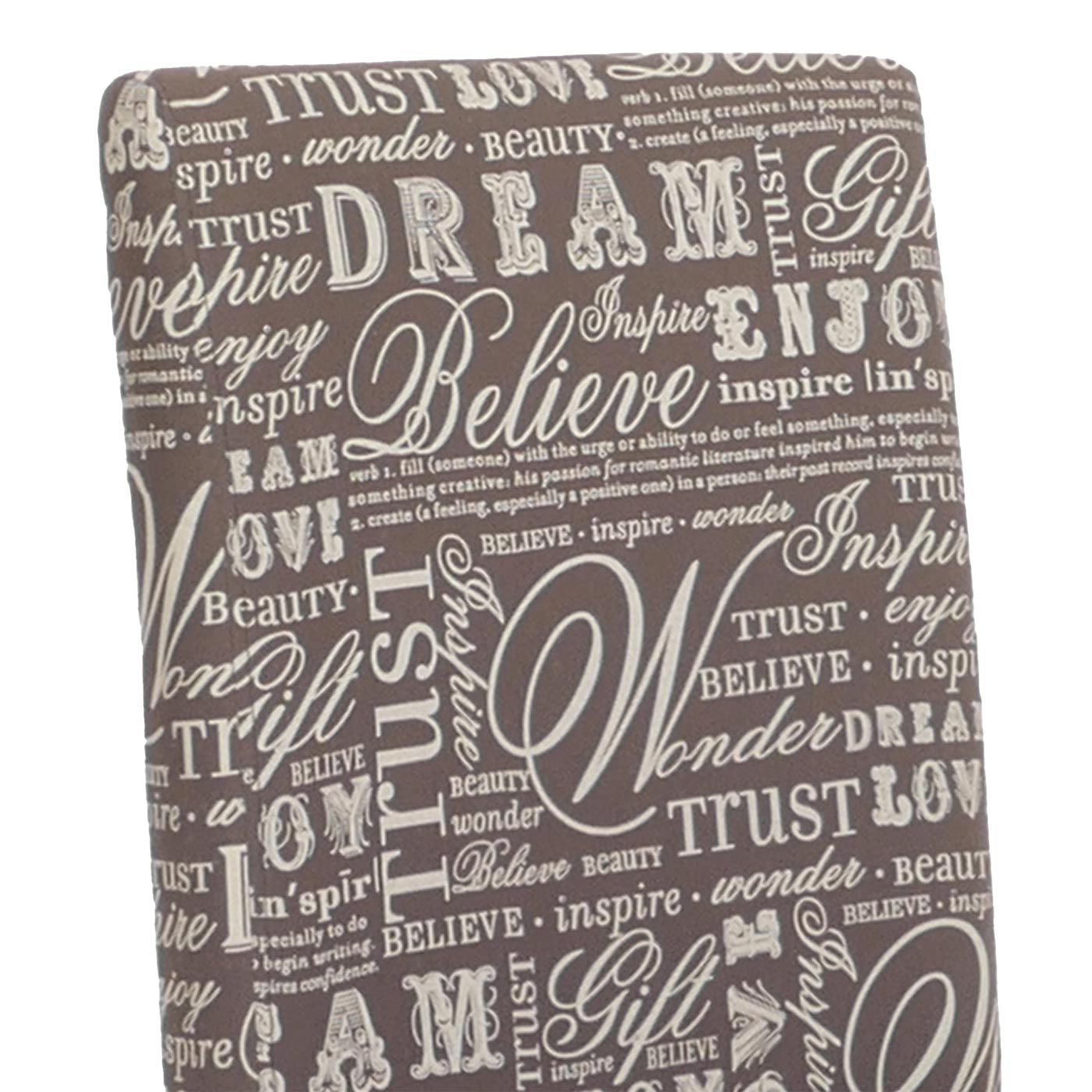 Cosmo Casa - Eetkamerstoel - Keukenstoel Littau - Textiel - Grijze Letters - Donkere Poten