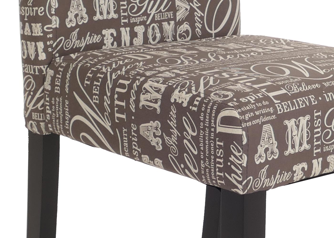 Cosmo Casa - Eetkamerstoel - Keukenstoel Littau - Textiel - Grijze Letters - Donkere Poten