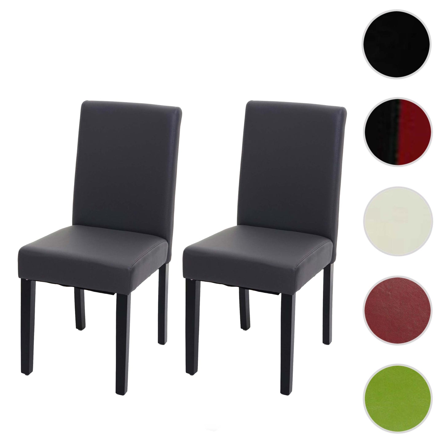 Cosmo Casa Set van 2 eetkamerstoelen, keukenstoelen, Littau ~ kunstleer, matgrijs, donkere poten
