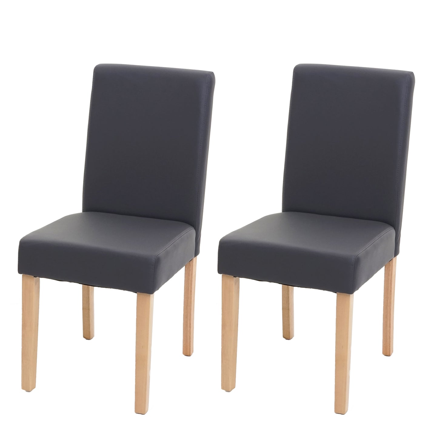 Cosmo Casa Set van 2 eetkamerstoelen, keukenstoelen Littau ~ kunstleer, matgrijs, lichte poten