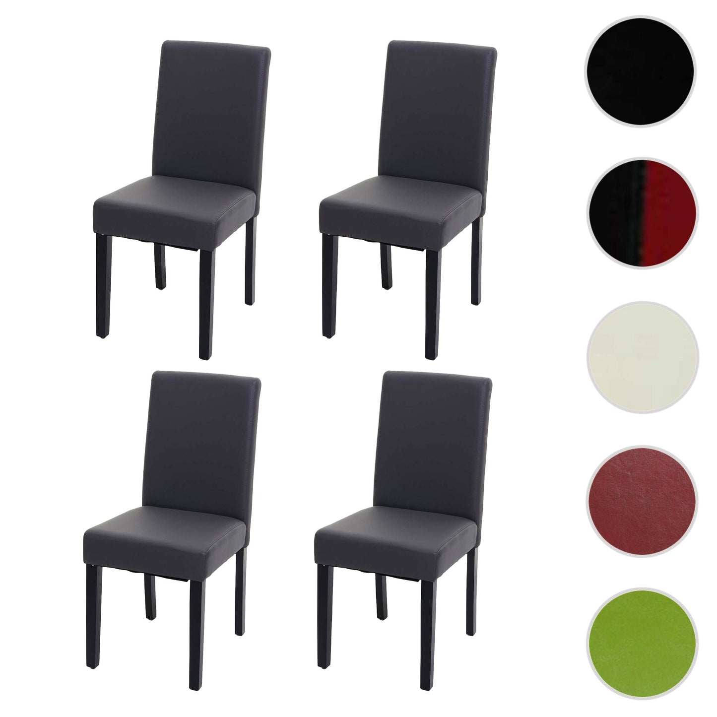 Cosmo Casa Set van 4 eetkamerstoelen, keukenstoelen, Littau MVG-gecertificeerd ~ Kunstleer, matgrijs, donkere poten