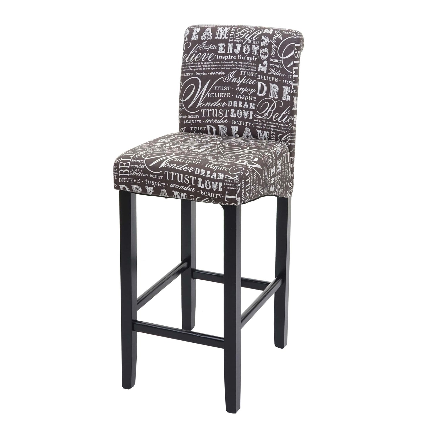 Cosmo Casa - Barkruk - Houten Barkruk - Stof - Grijs - Donkere Poten