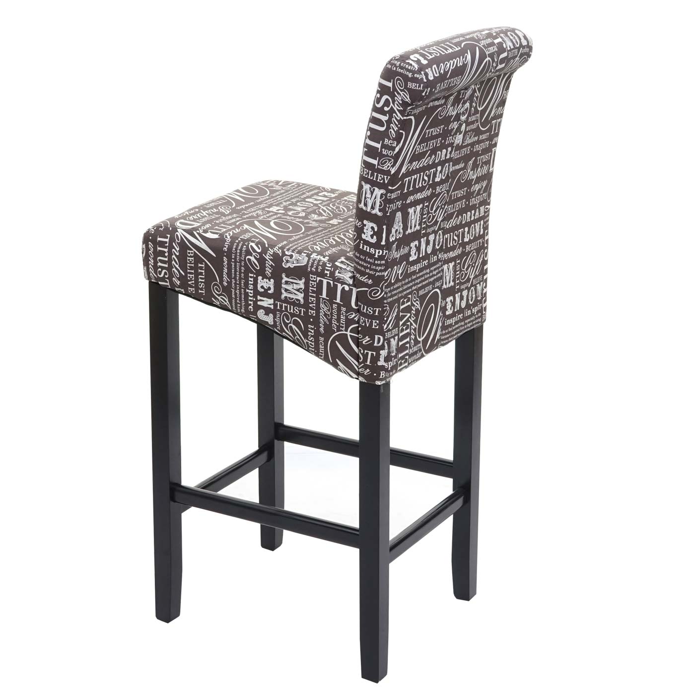 Cosmo Casa - Barkruk - Houten Barkruk - Stof - Grijs - Donkere Poten