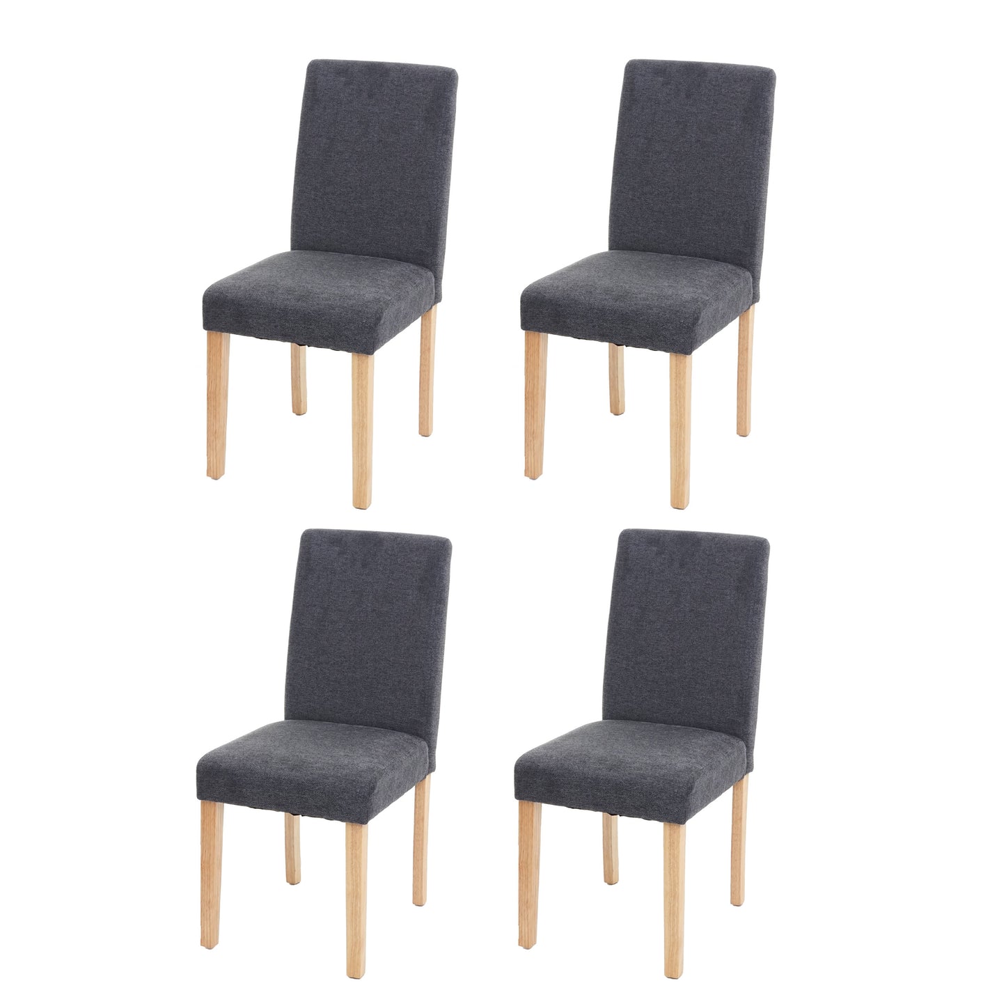 Cosmo Casa Set van 4 eetkamerstoelen, keukenstoelen, Littau ~ textiel, antracietgrijs, lichte poten