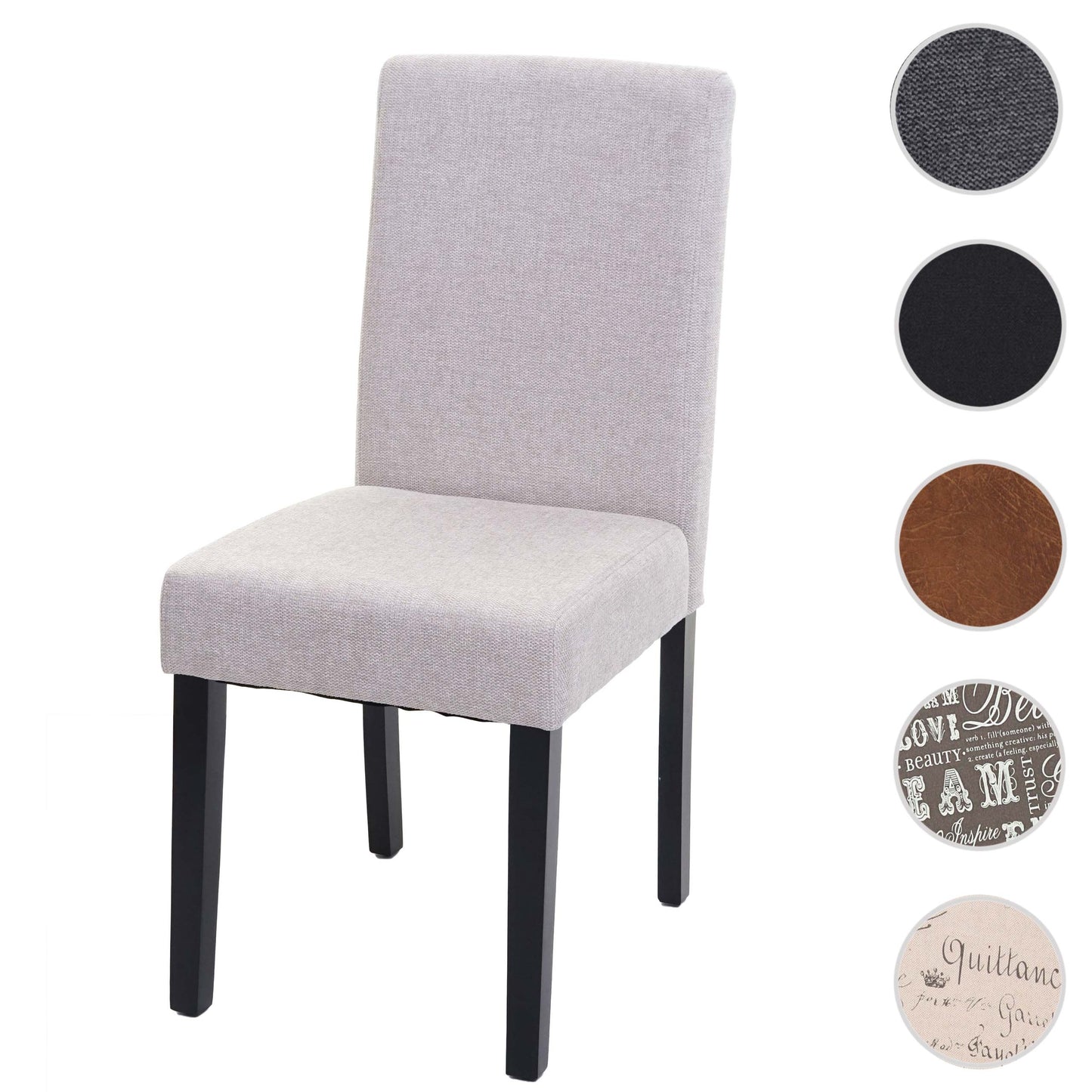 Cosmo Casa - Eetkamerstoel - Keukenstoel Littau - Textiel - Crèmebeige - Donkere Poten