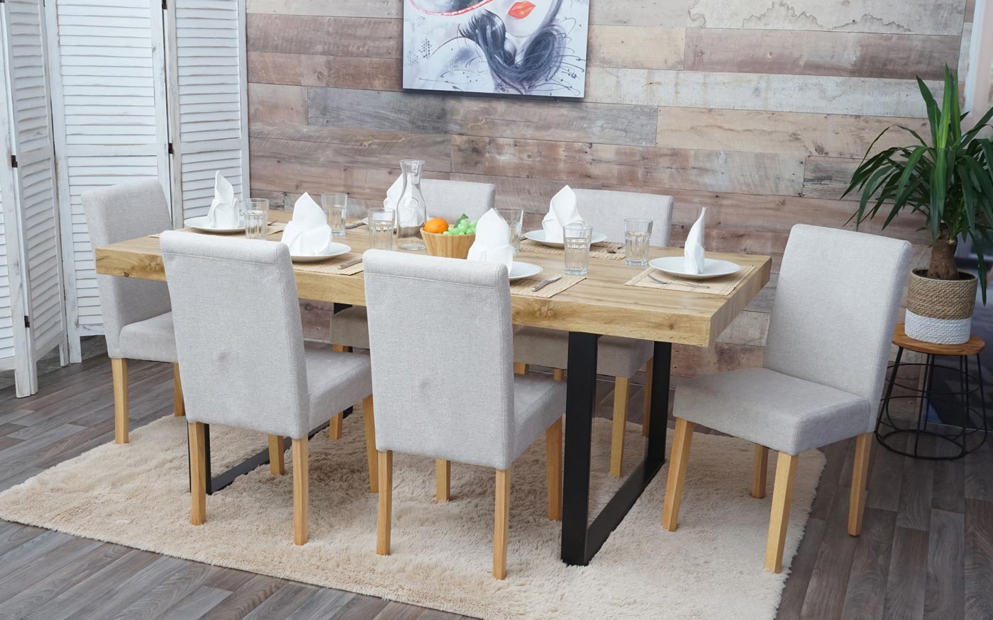 Cosmo Casa Set van 2 eetkamerstoelen, keukenstoelen, Littau ~ Textiel, crèmebeige, lichte poten