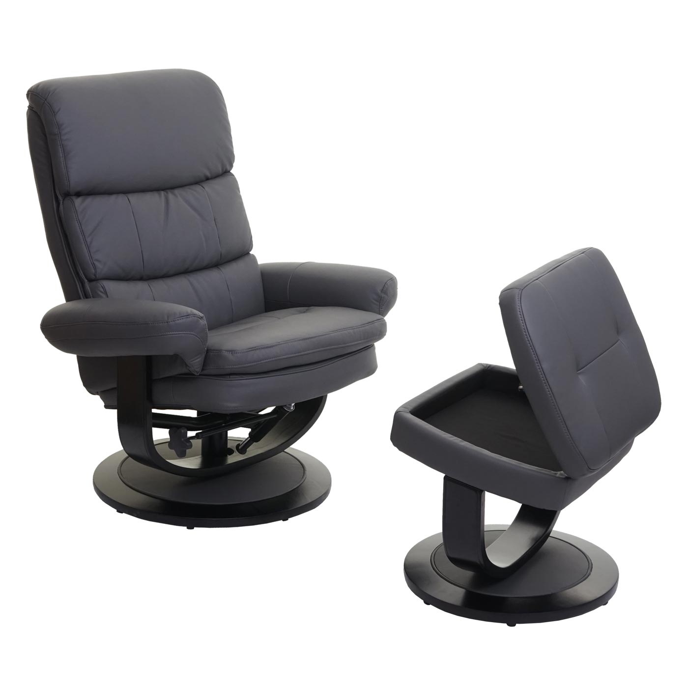 Cosmo Casa - Relaxfauteuil - Met opbergvak - Kunstleer - Matgrijs