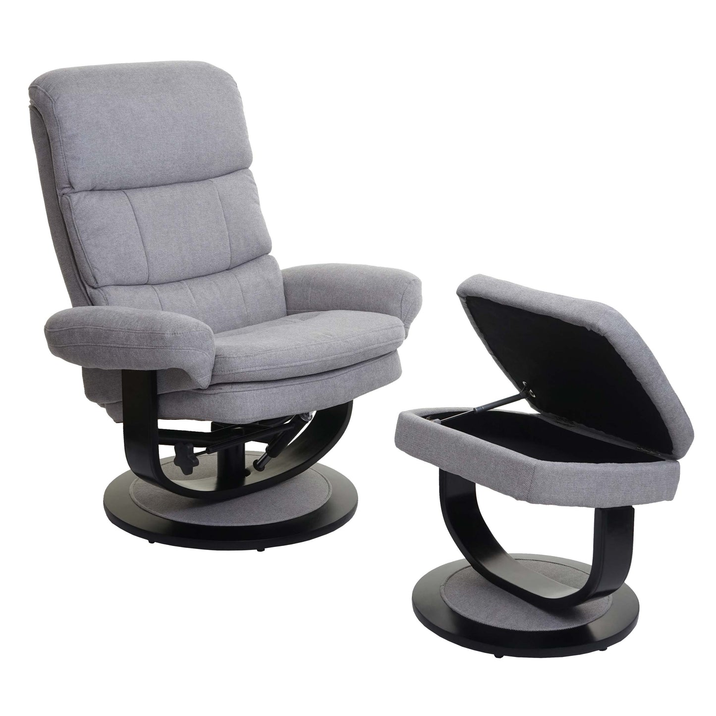 Cosmo Casa - Relaxfauteuil - Met opbergvak - Stof/textiel - Lichtgrijs