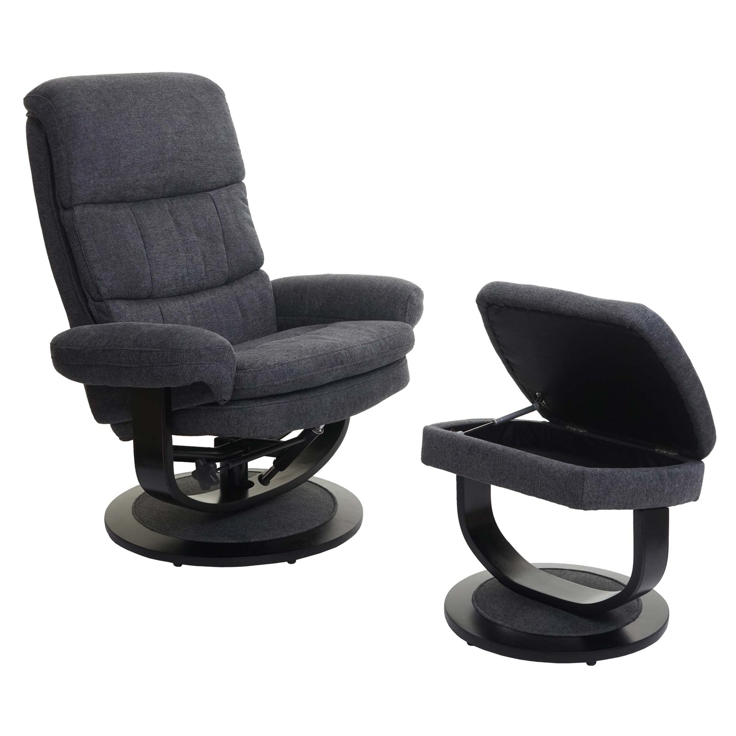 Cosmo Casa - Relaxfauteuil - Met opbergvak - Stof/textiel - Donkergrijs