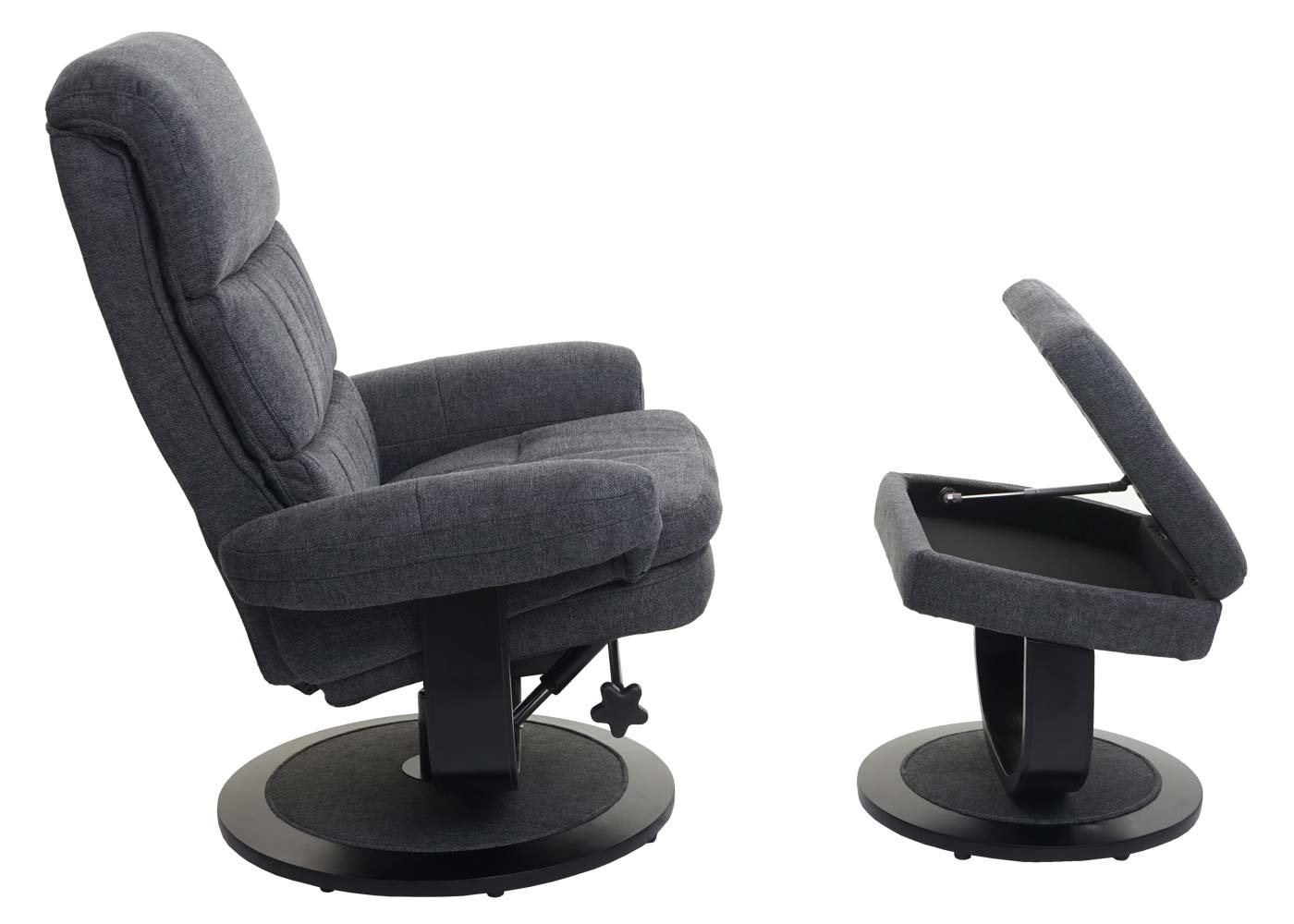 Cosmo Casa - Relaxfauteuil - Met opbergvak - Stof/textiel - Donkergrijs