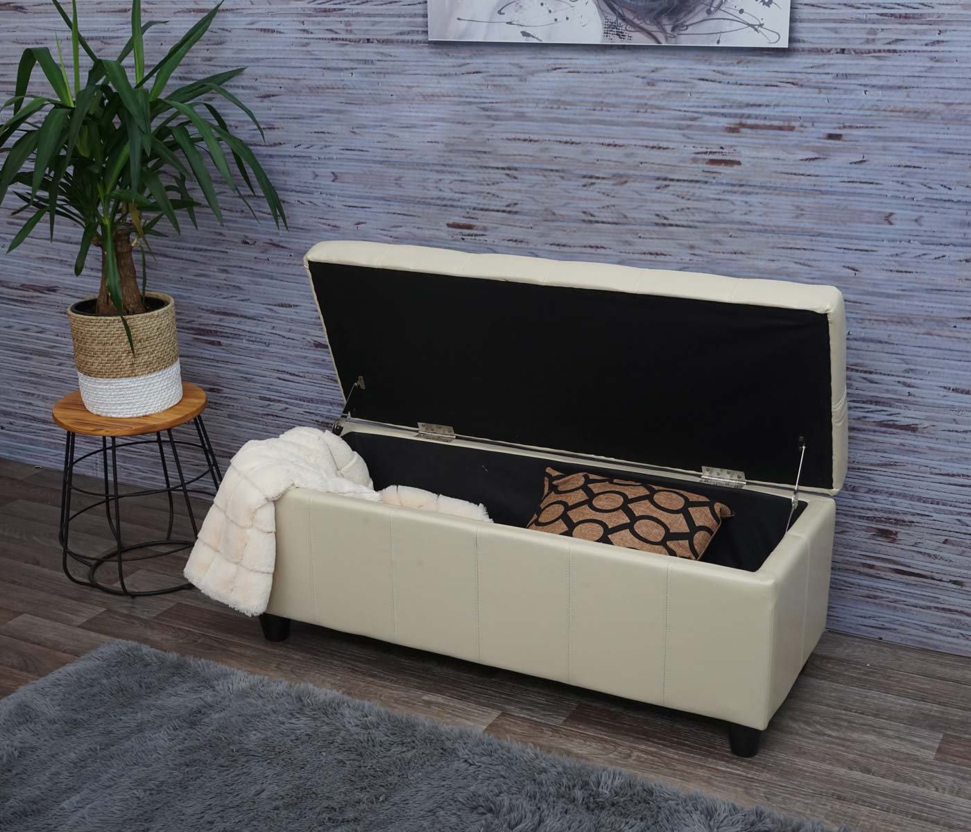 Cosmo Casa - Opbergkist Kriens - Imitatieleer - Crème