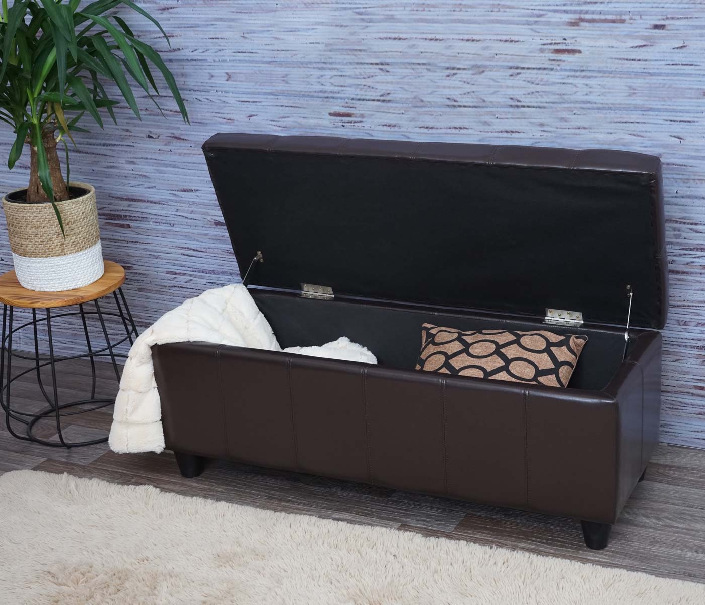 Cosmo Casa - Opbergkist Kriens - Imitatieleer - Bruin