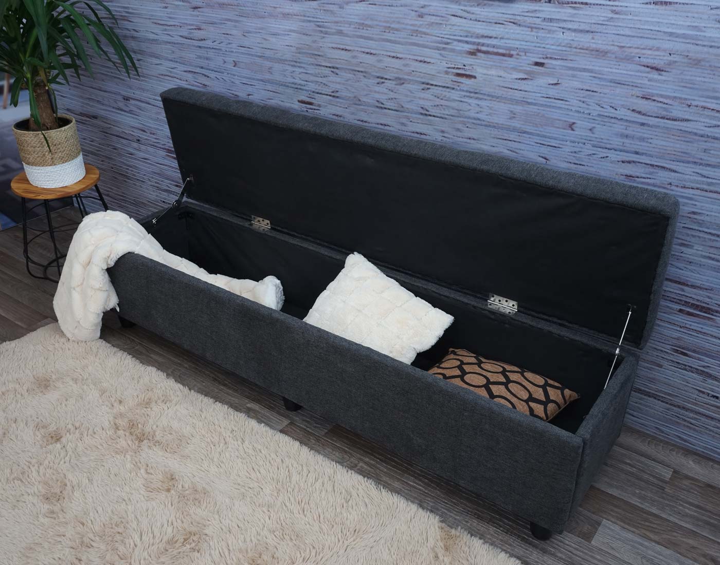 Cosmo Casa - Opbergkist Kriens XXL - Stof - Donkergrijs