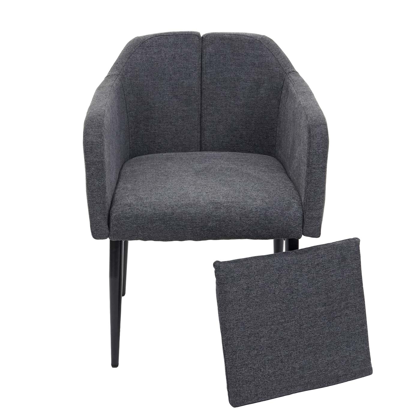Cosmo Casa - Eetkamerstoel - Keukenstoel Fauteuil - Stoftextiel - Donkergrijs